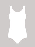 Crazy Chick Girls Cotton Wide Strap Sleeveless White Leotard