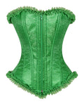 Crazy Chick Green Brocade Corset with Zip and Frill