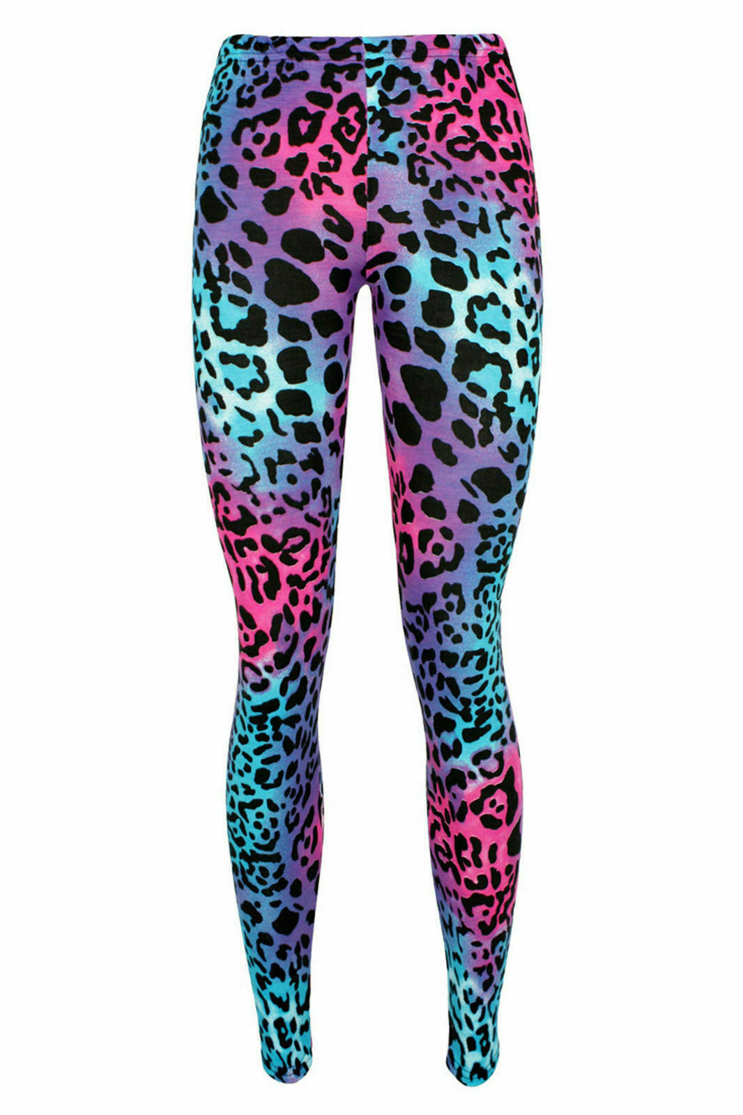 Crazy Chick Girls Microfibre Leopard Print Pink / Blue Leggings