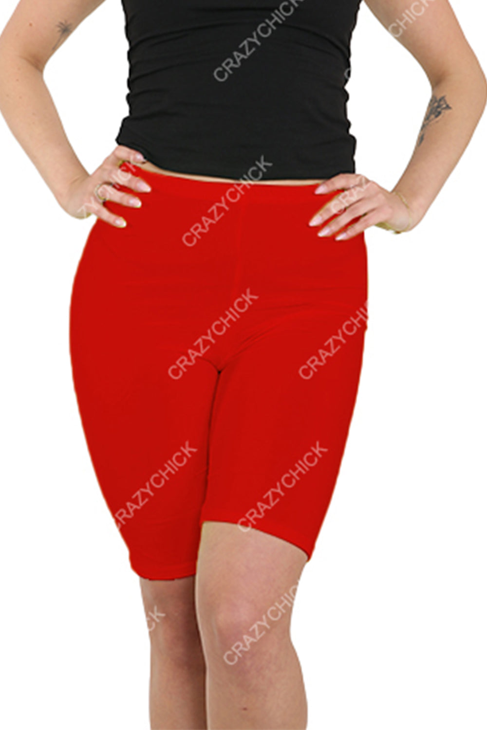 Crazy Chick Adult Red Microfibre Cycling Shorts for Sports and Gym