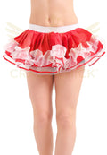 Crazy Chick Adult Red and White Satin Ruffle Tutu Skirt