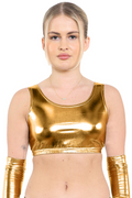 Crazy Chick Adult Shiny Metallic Gold Crop Top