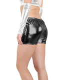 Crazy Chick Adult Black Shiny Metallic Hot Pant