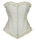 Crazy Chick Cream Brocade Corset with zip and frill