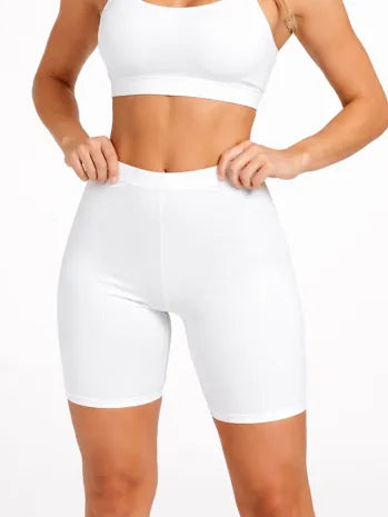 Crazy Chick Adult White Microfiber Cycling Shorts for Sports and Gym