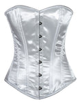 Crazy Chick White Plain Satin Corset With Busk