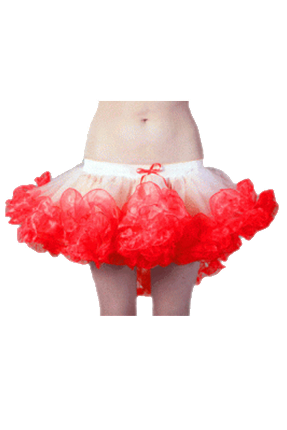 Crazy Chick Adult White Red Burlesque Ruffle Tutu Skirt