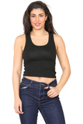 Adult Black Cotton Sleeveless Crop Top