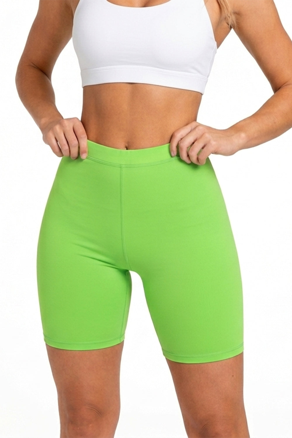 Crazy Chick Adult Green Microfiber Cycling Shorts for Sports and Gym