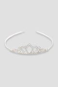 Crystal Tapered Design Tiara In Silver Plate (Pack of 6)