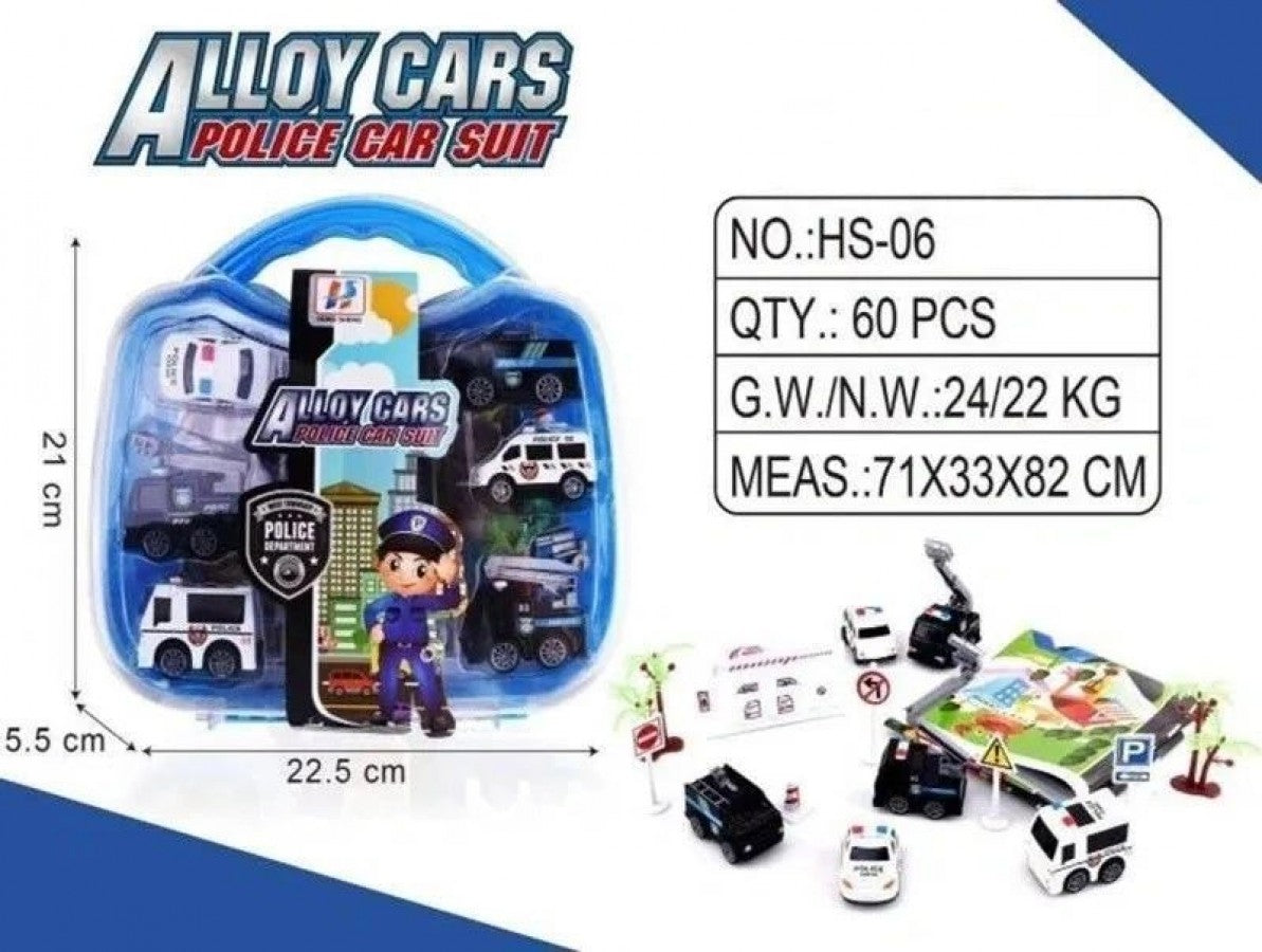 HS-06 Alloy Cars Police Car Suit Suitcase Toy