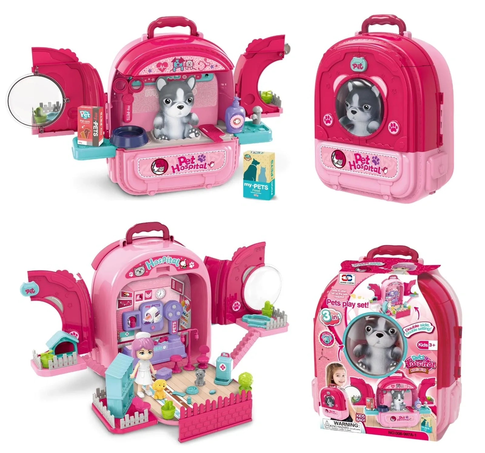 008-997A-1 Pink Pet Backpack With Accessories