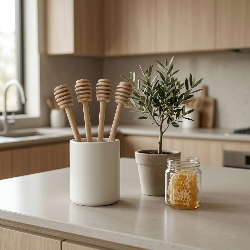 Wooden Honey Dripping Spoon 15 x 2.3 cm Pack of 4 7204
