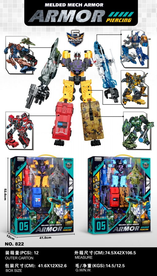 822 5-in-1 Transforming Robot Action Figure – Ultimate Robot-to-Car Transformation!
