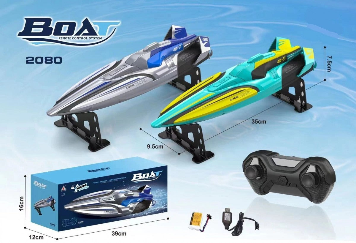 4D-S1 Rechargeable R/C Speed Boat W/ Lights, Speed Gear &amp; More!