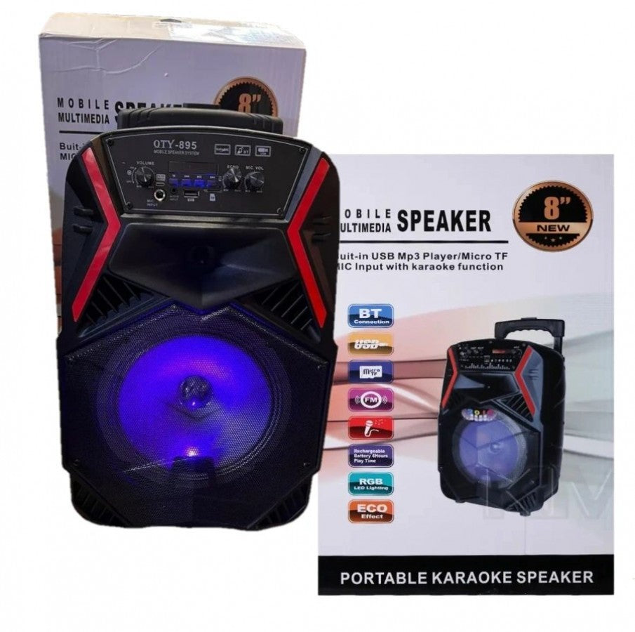 QTY-895 Wireless 8" Speaker Bluetooth Radio Aux, and Mic