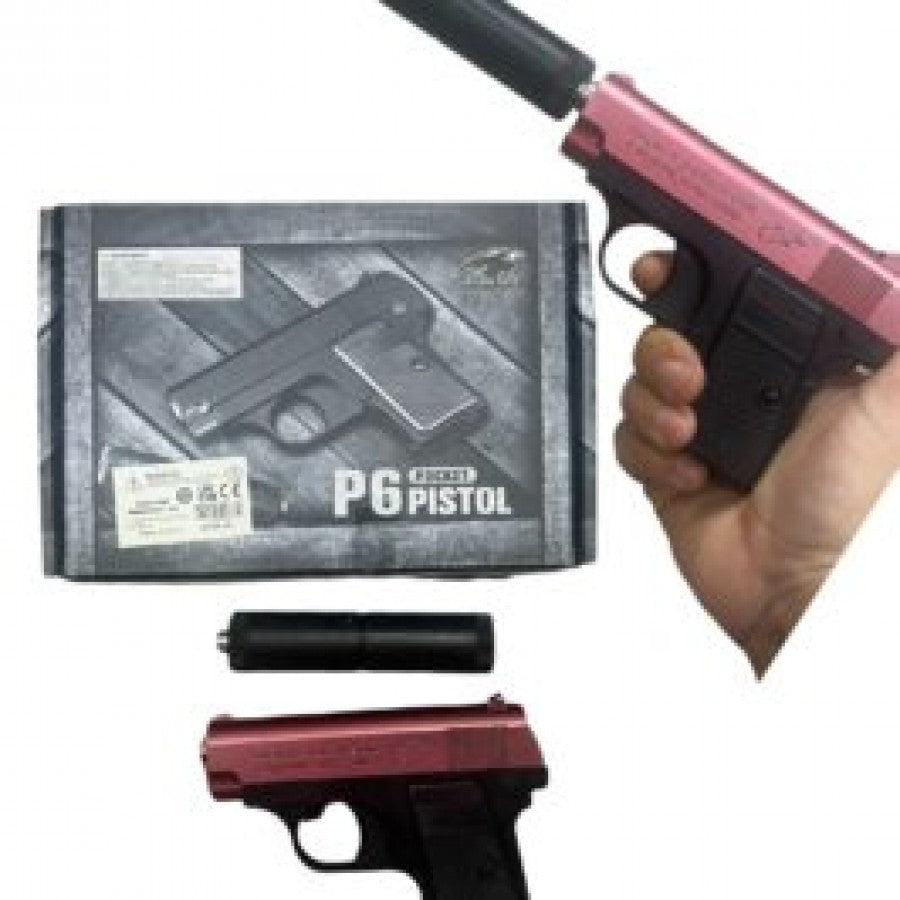 P6+ BB Gun With Silencer Black 14cm x 10cm