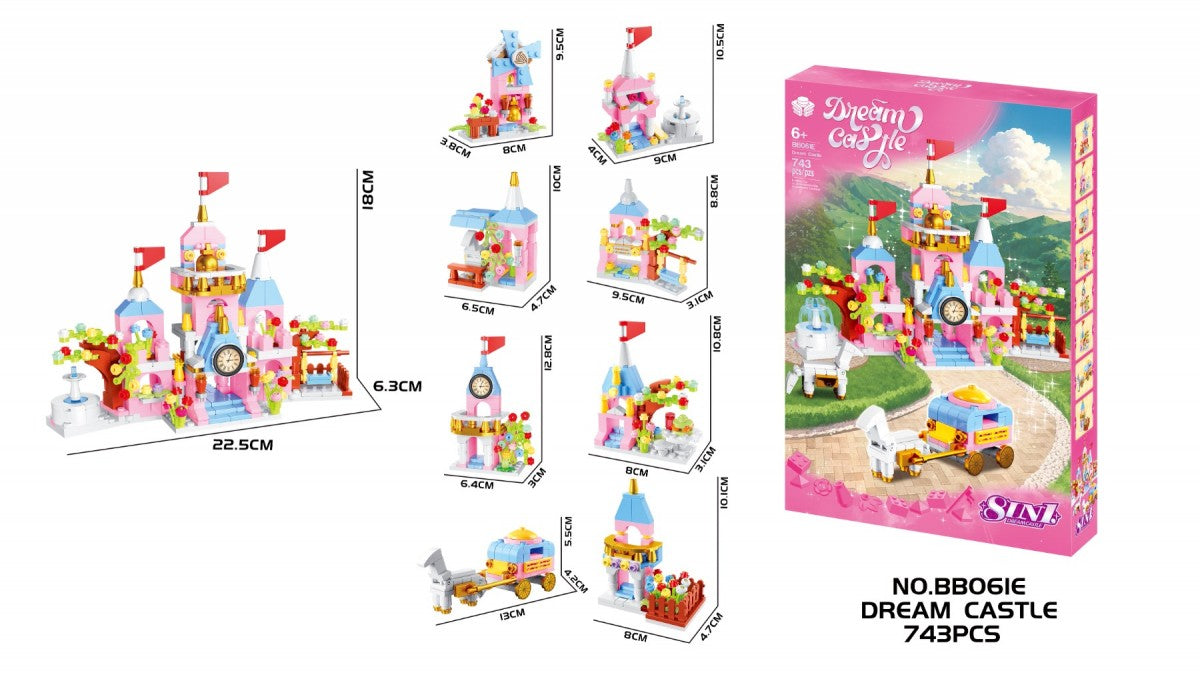 BB061E Dream Castle 743pcs - 8 in 1 Building Block Set for Kids