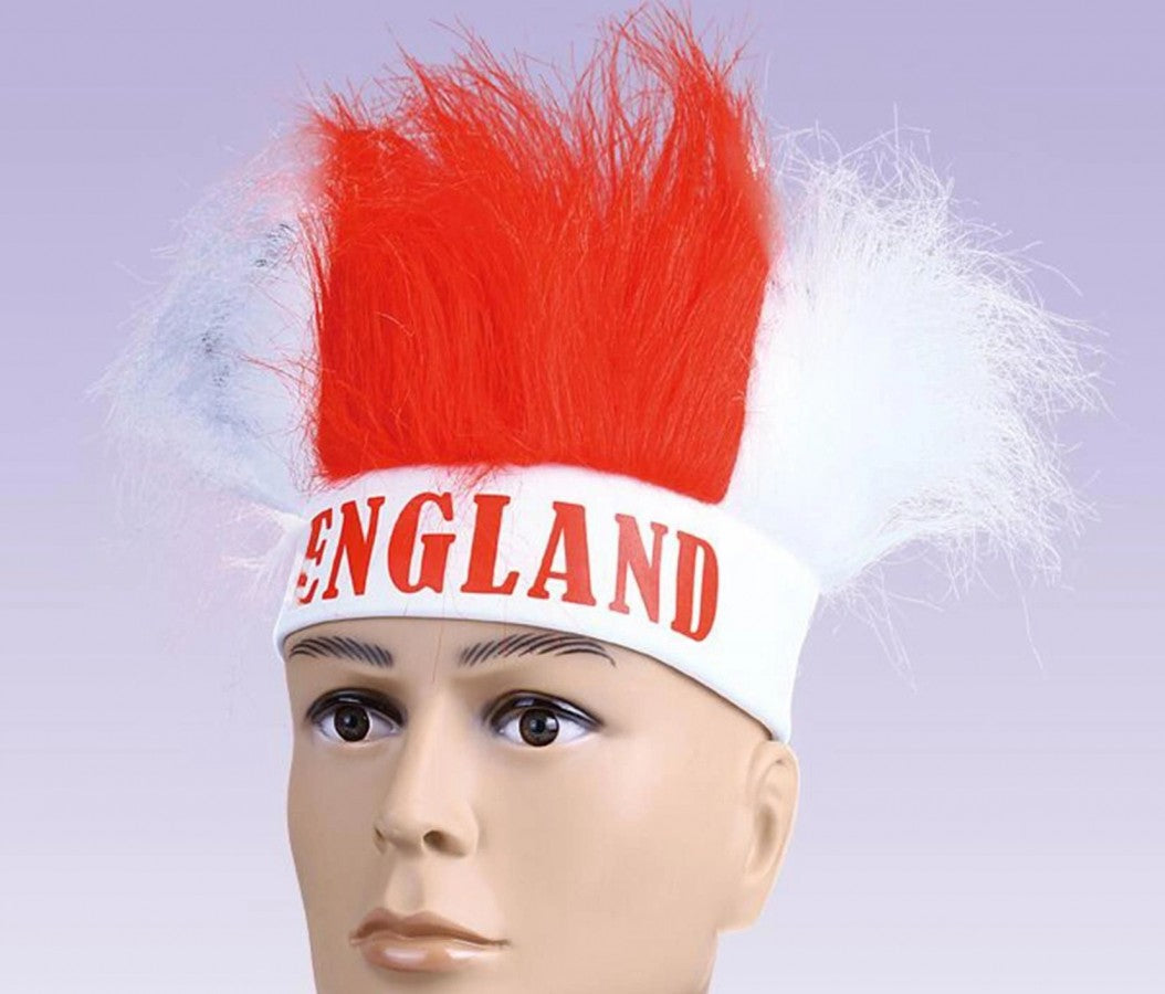 S103 England Head Band Fluffy Red White Hair