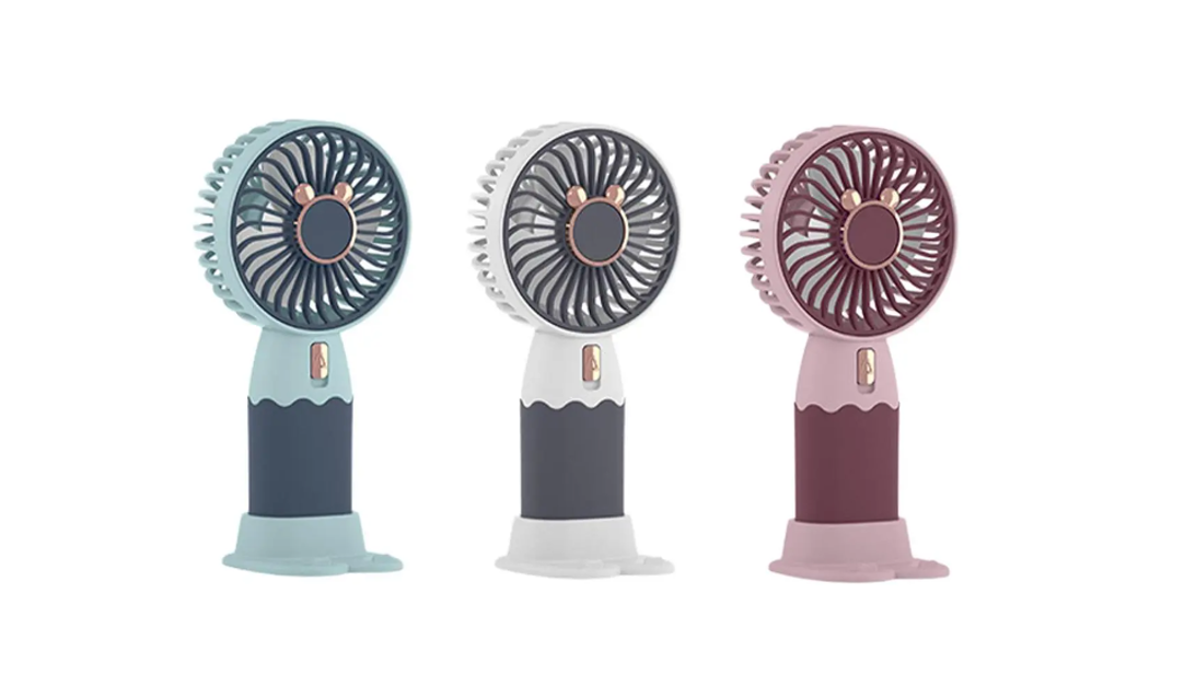 Mini Hand Fan with Stand 15 cm USB Rechargeable Assorted Colours 7151 / 7668 A