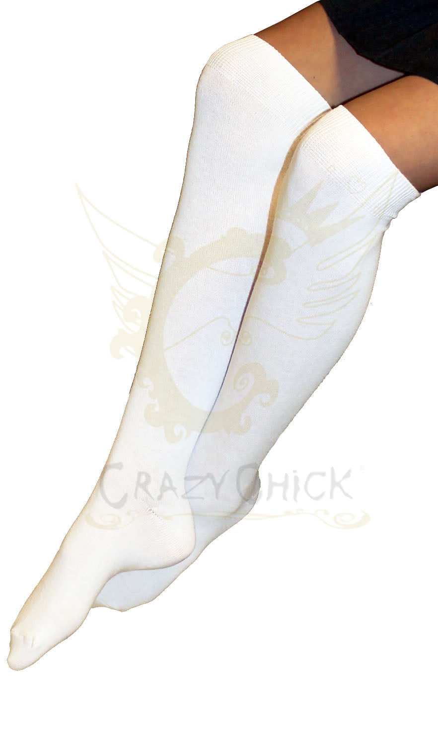 Crazy Chick Girls Knee High Socks White (3pairs)