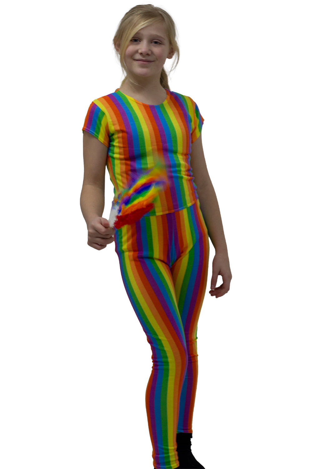 Wickedfun Girls Rainbow Stripe Crop Top