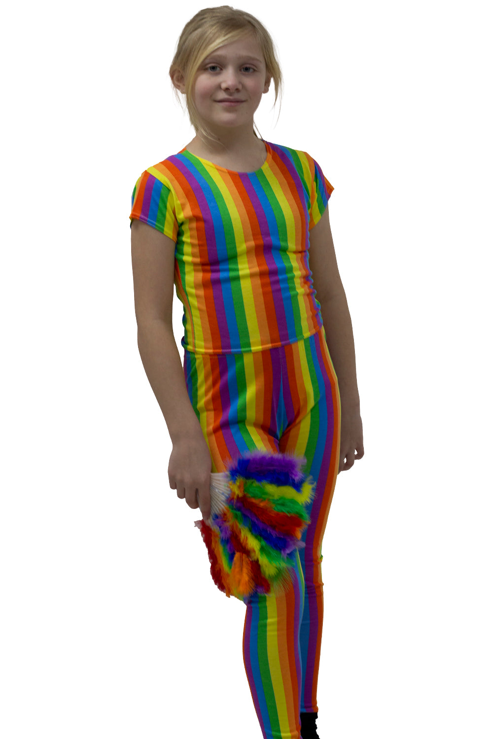Wickedfun Girls Rainbow Stripe Crop Top