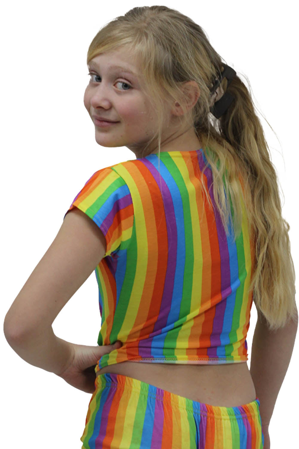 Wickedfun Girls Rainbow Stripe Crop Top