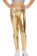 Crazy Chick Girls Shiny Metallic Gold Leggings