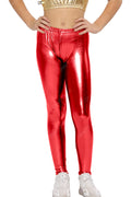Crazy Chick Girls Shiny Metallic Red Leggings