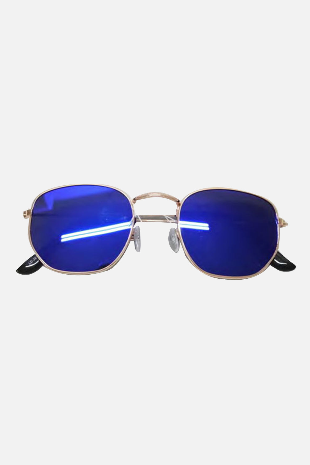 Wickedfun Golden Frame Blue Round Glasses