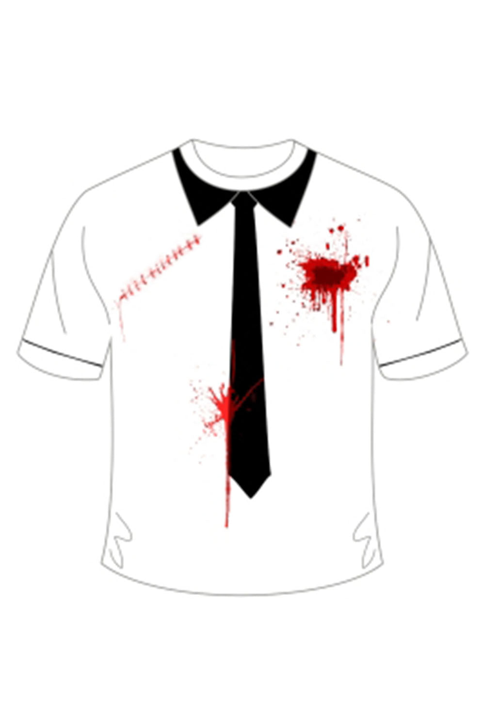 Wickedfun Halloween White Bleeding Bullet Scar Printed TShirt With Black Tie