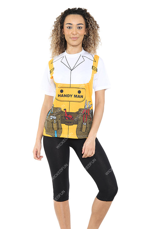 Wickedfun Unisex Handy Man Yellow Printed TShirt