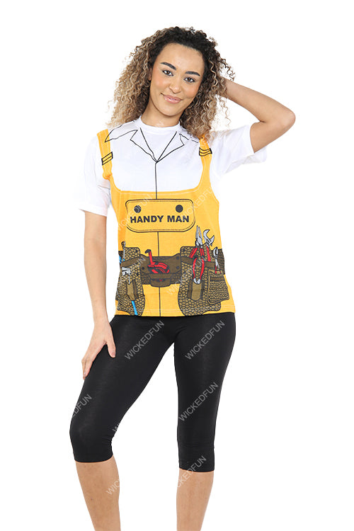 Wickedfun Unisex Handy Man Yellow Printed TShirt