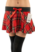 Crazy Chick Red Black Yellow Tartan Skirt with Red Bow (9 Inches)