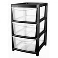 3 Tier Plastic Storage Drawer Tower Unit Storage Box Clear 61 x 36 x 40 cm LL5222