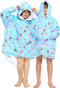 Children's Blue Food Print Lolly Hoodie Blanket