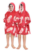 Children's Red Popcorn Sherpa Fleece Hoodie Blanket