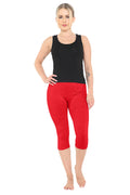 Crazy Chick Adult Red Cotton Capri Leggings 3/4 length