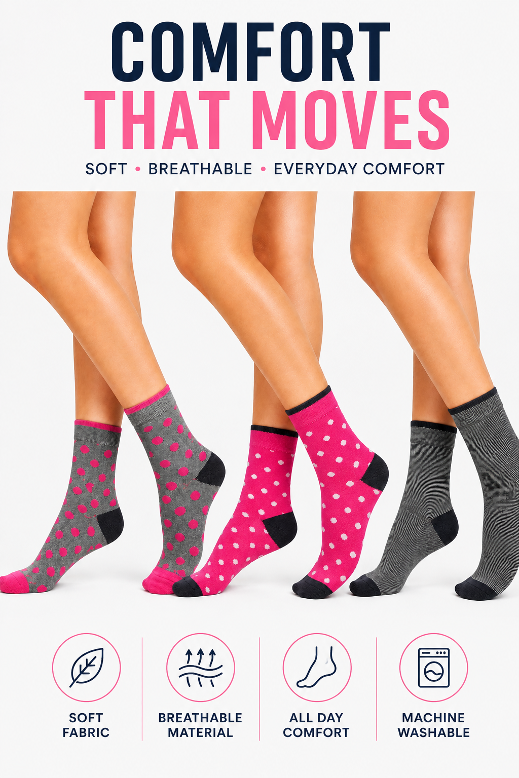 Active Star Ladies Sock Geo Mix (Pack of 3 pairs)