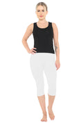 Crazy Chick Adult White Cotton Capri Leggings 3/4 length