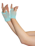 Wickedfun Light Blue Fingerless Short Fishnet Gloves