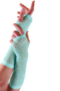 Wickedfun Light Blue Long Fishnet Gloves