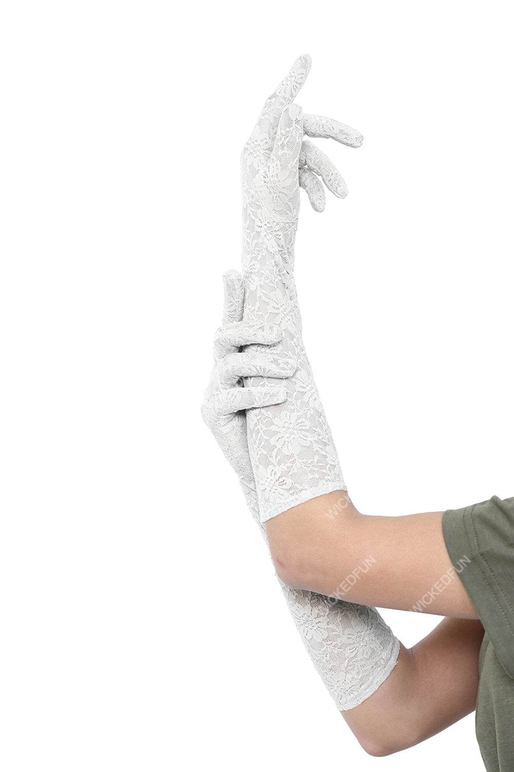 Wickedfun White Long Lace Gloves