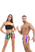 Unisex Shiny Metallic Rainbow Hot Pants