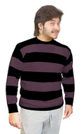 Wickedfun Men Black and Purple Stripe Knitted Jumper
