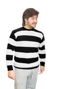Wickedfun Unisex Black and White Stripe Convict Knitted Jumper