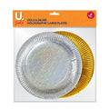 Holographic Large Paper Plates Gold and Silver Pack of 8 P1402