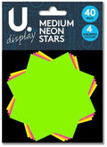 Medium Neon Stars 17.6 x 13.1 x 1.5 cm Pack of 40 P2045
