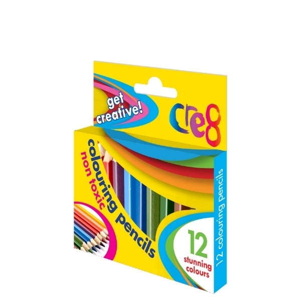 Cre8 Colouring Pencils 1/2 Size Pack of 12 Assorted Colours